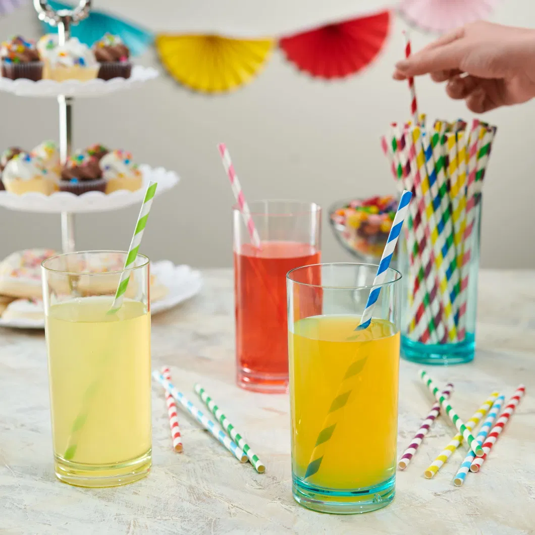 Factory Supply Custom Color Stripe Straws Eco Friendly Biodegradable Paper Straws for Beverage